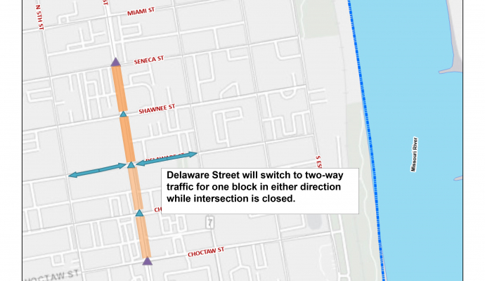 Image shows maps with marked construction detours. Verbage included in text of this page.